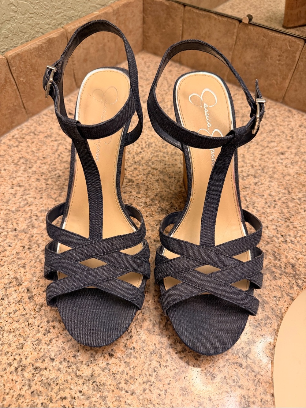 Jessica Simpson Denim Blue Wedges